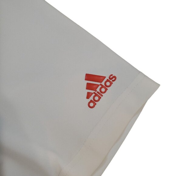 Adidas Golf Polo Shirt Mens Size Medium White Grey Striped Stretch Performance - Picture 3 of 11